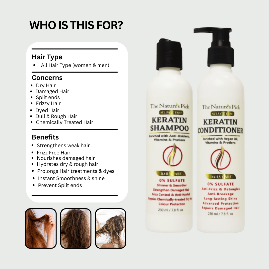 Keratin Sulfate-Free Shampoo + Conditioner - The Nature's Pick