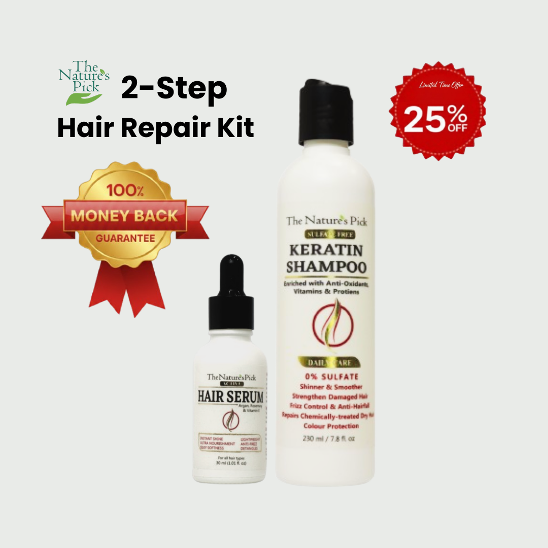 Keratin Sulfate-Free Shampoo + Hair Serum - The Nature's Pick