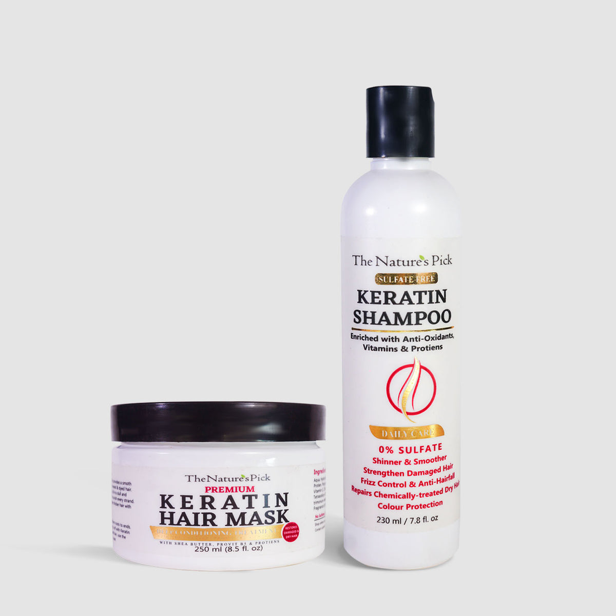 Keratin Hair Mask + Keratin Sulfate-Free Shampoo - The Nature's Pick