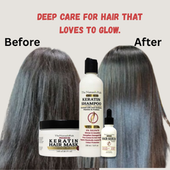 Keratin Sulfate-Free Shampoo + Keratin Hair Mask + Active Hair Serum