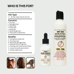 Keratin Sulfate-Free Shampoo + Hair Serum - The Nature's Pick
